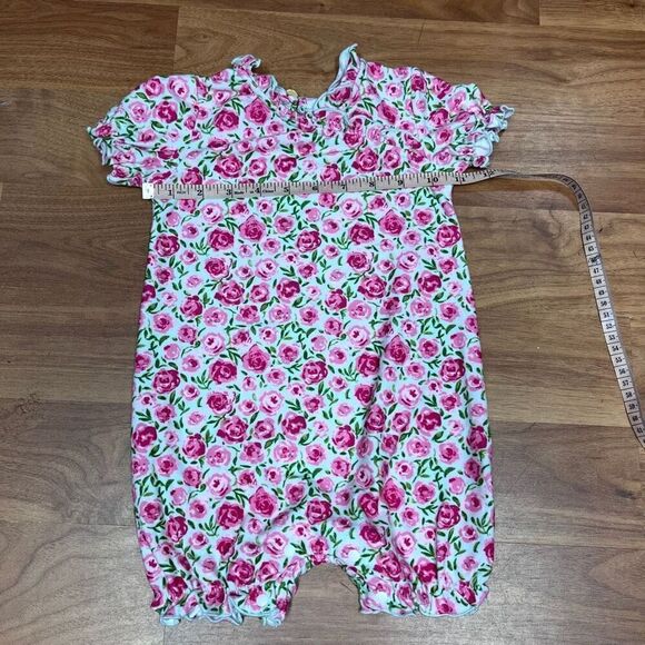 Sweet Honey Girls Floral Rose Ruffle Crewneck One-Piece Romper Pink Size 2T - Picture 5 of 9